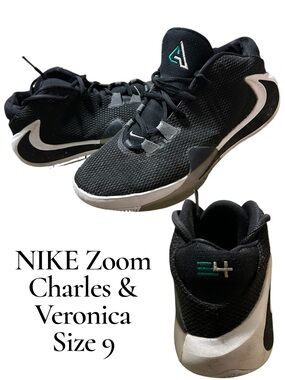 Nike Zoom Freak Charles and Veronica Black and White Basketball Sneakers